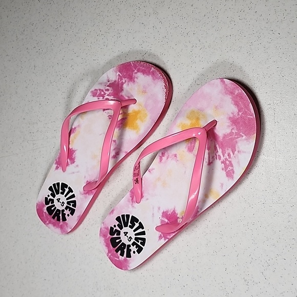 Justice Surf Sandals Flip Flops Size 4/5 - Picture 2 of 5